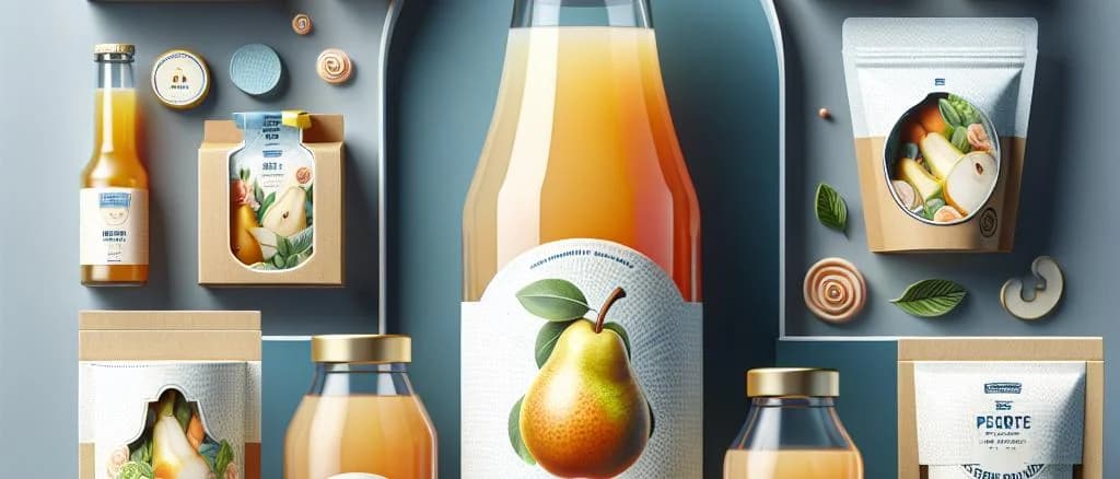 assorted pear juice concentrate bottles on wooden table