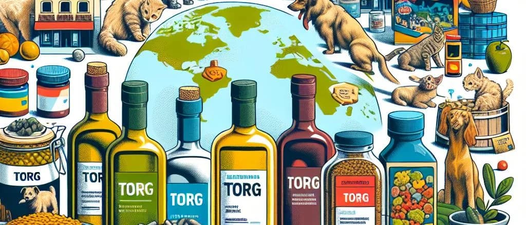 Various pet food ingredients displayed with diverse packaging options