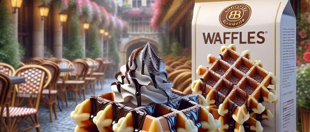 Various plain Brussels-style soft waffles on different colored plates with a focus on texture and thickness