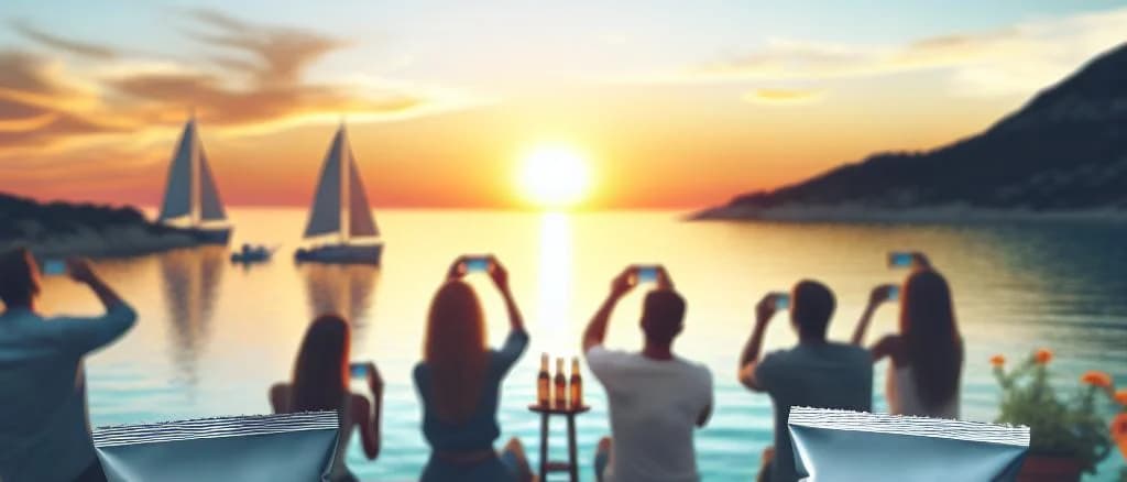 Assorted plain salty snacks in various packaging styles on a wooden background