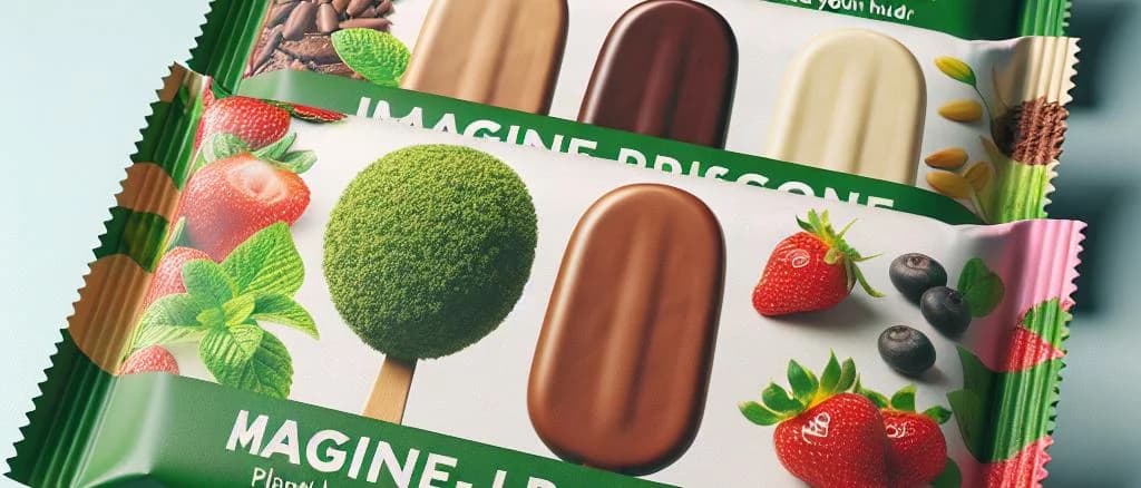plant-based ice cream bars in various flavors and packaging