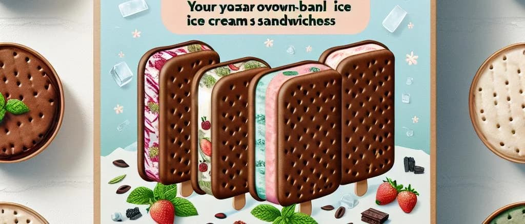 plant-based ice cream sandwiches on colorful background