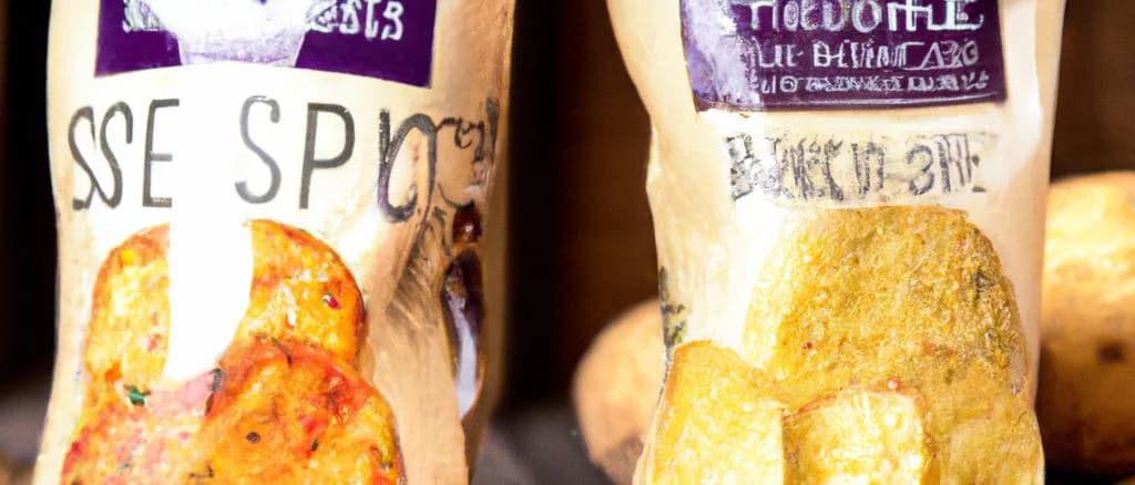 Potato crisps cooked in sunflower oil, showcasing packaging variations on a wooden background