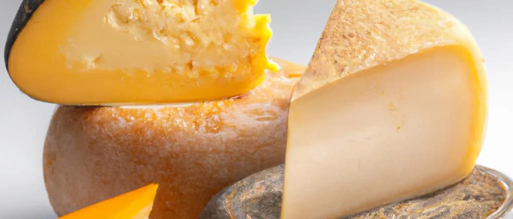 processed cheese wedges with 20 percent fat content on a wooden board