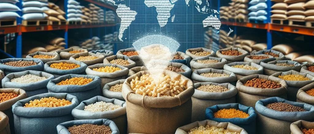 Assorted puffed wheat grains packaging on a rustic wooden table