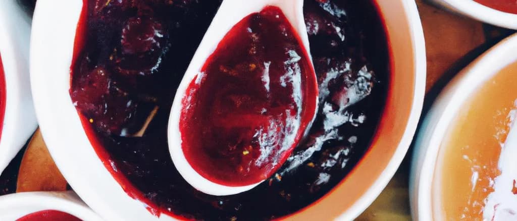 Assorted packaging of raspberry applesauce on wooden background