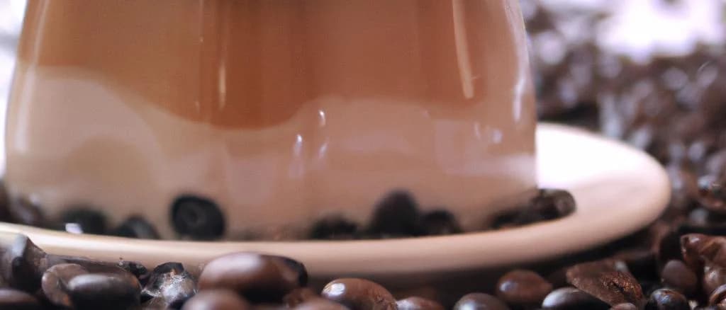 Refrigerated coffee puddings with various packaging on a chilled surface