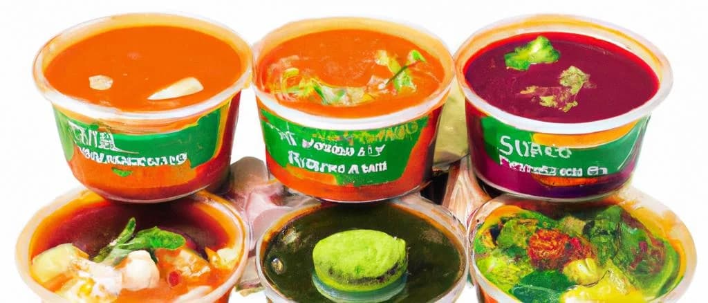 refrigerated vegetable soup varieties on display