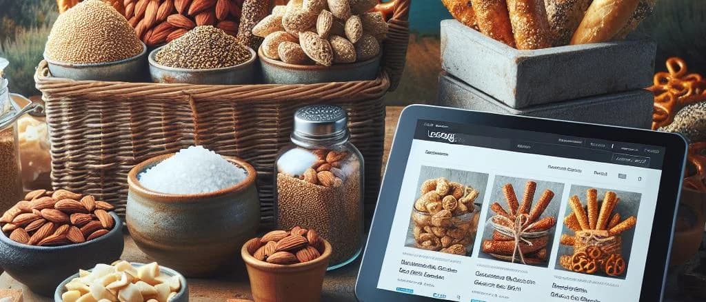 assorted salty sesame snacks on a variety of backgrounds