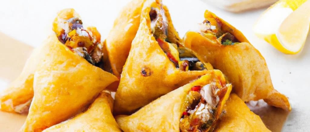 Samoussas with poultry variety on display