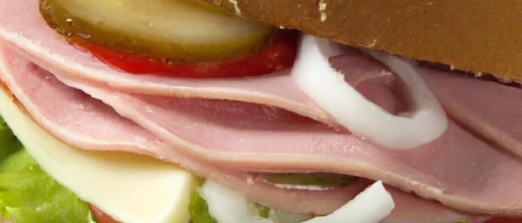 cold cut sandwiches with various fillings on rustic wooden background