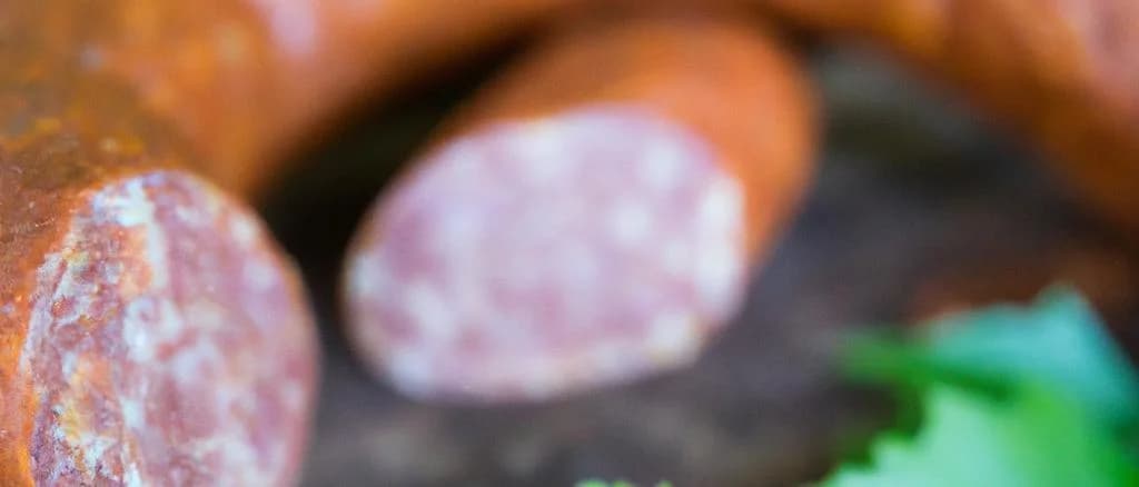 varied sausage from Savoy with distinctive packaging on rustic background