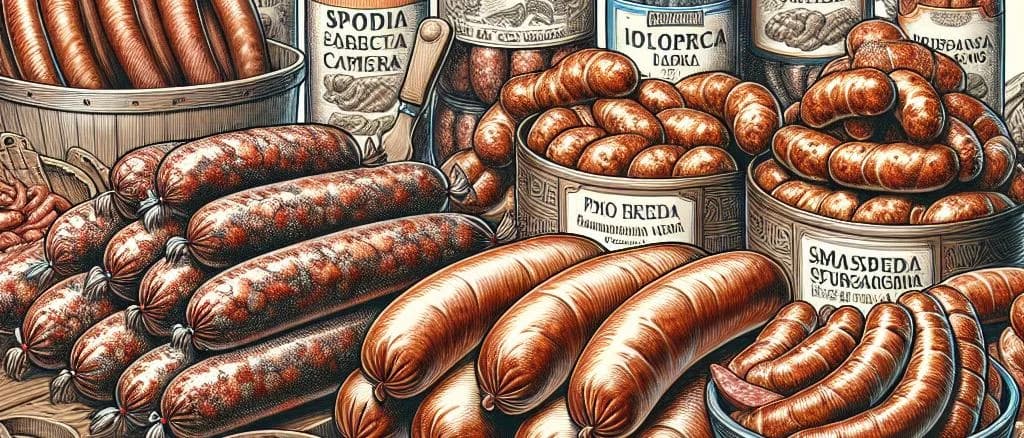premium pure pork sausage meat variations on neutral background