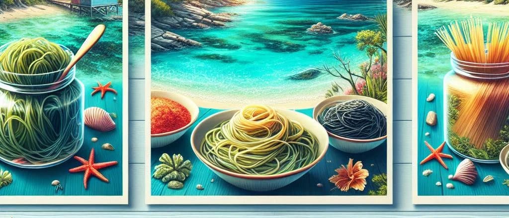 Sea Spaghetti Seaweeds variations on a coastal background