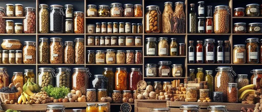 Various semi-preserved foods variety with multiple packaging options