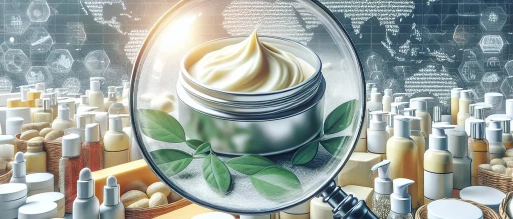 Various packaged shea butter containers with different background colors