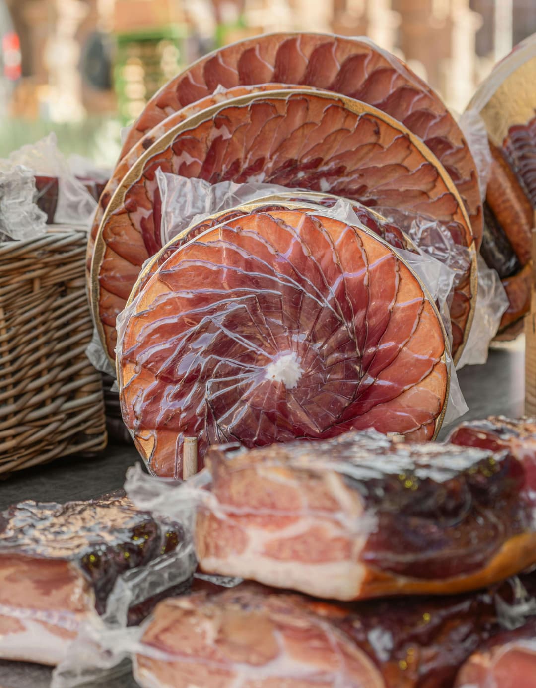 Slices of Black Forest Ham at German Market