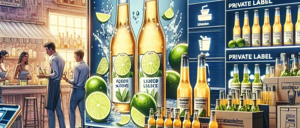 Freshly squeezed lime juice bottles with varying labels on a bright, clean background