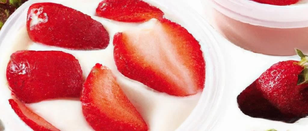 strawberry soy yogurt variations on white background