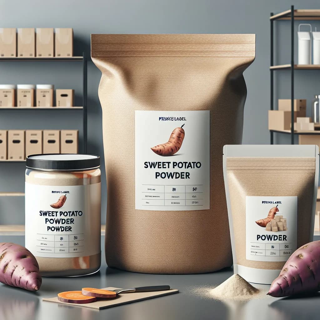 sweet potato powder in bulk packaging with variations for private label and wholesale sourcing
