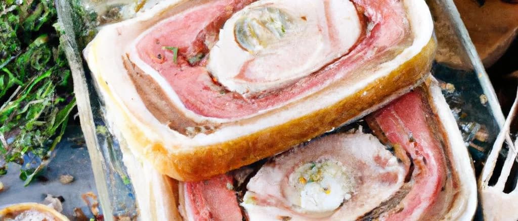 Terrines from Brittany in rustic packaging on wooden background