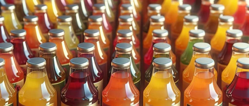 thick fruit syrups in assorted flavors and packaging