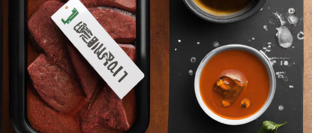Various packaging of Tongue Of Beef With Hot Sauce jars on a wooden kitchen counter
