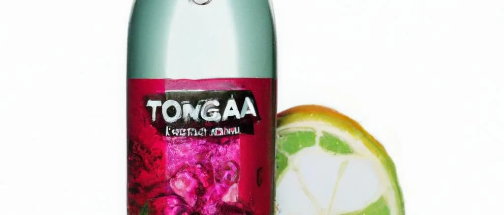Variety of tonic drinks with sugar in colorful bottles on a gradient background