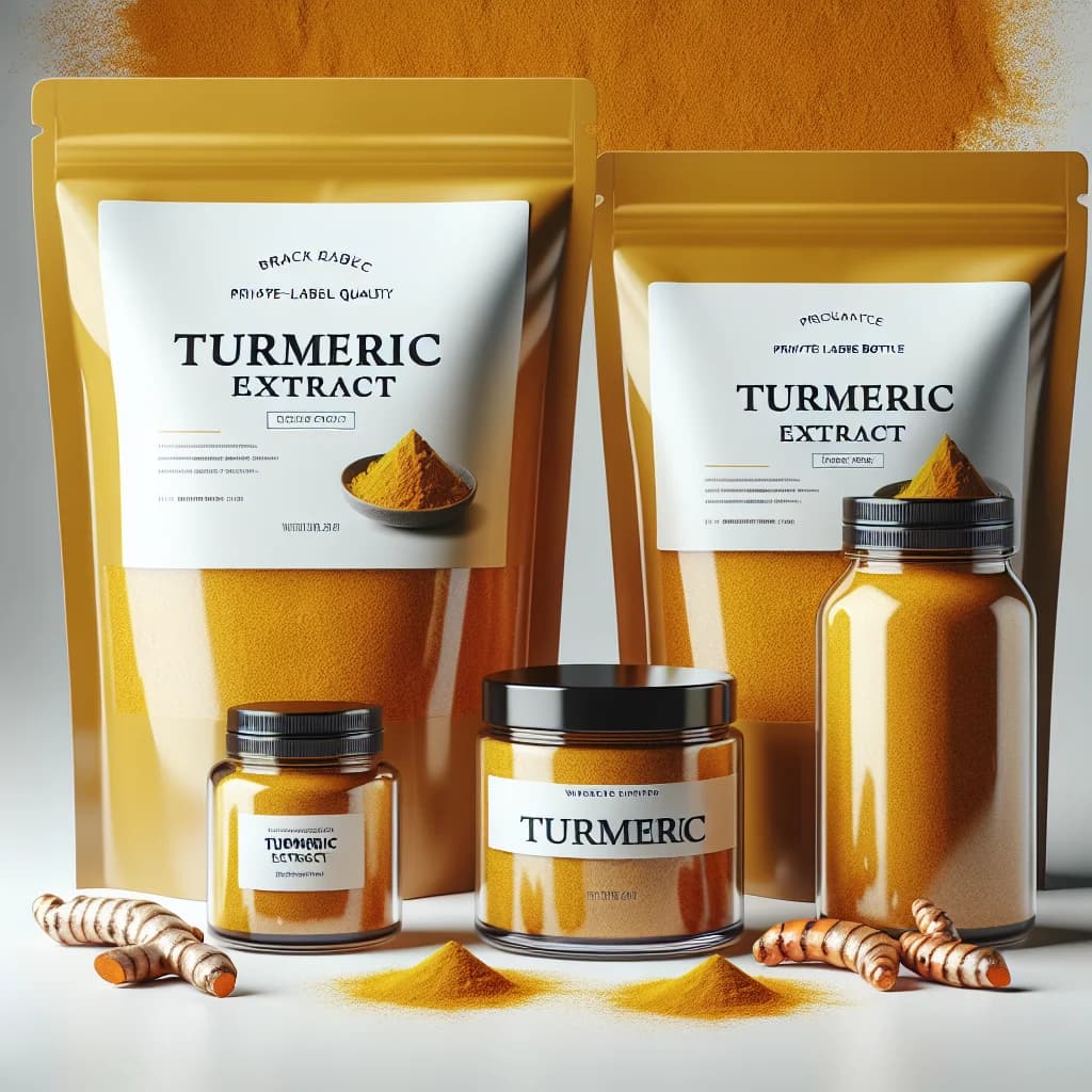 turmeric extract packaging in wholesale and bulk, with variations for private label and contract sourcing