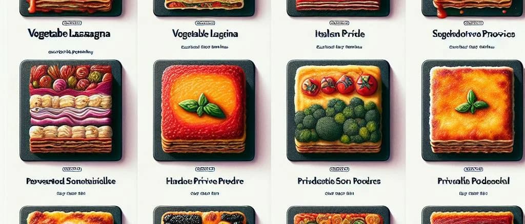 vegetable lasagna varieties on wooden table