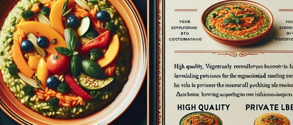 Colorful variations of gourmet vegetable risottos in eco-friendly packaging