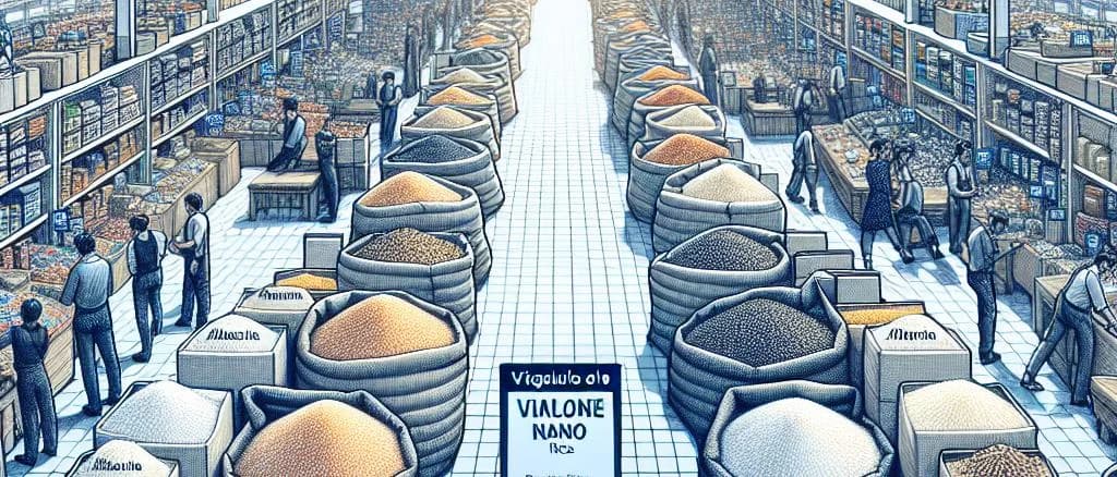 Vialone Nano Rice varieties on a neutral background