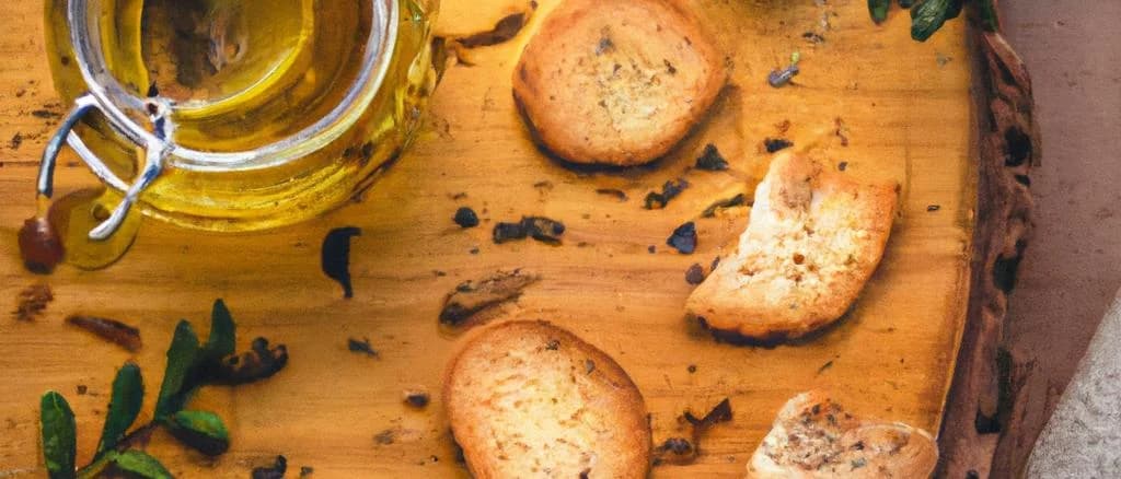 wheat rusk slices variations with packaging on wooden background
