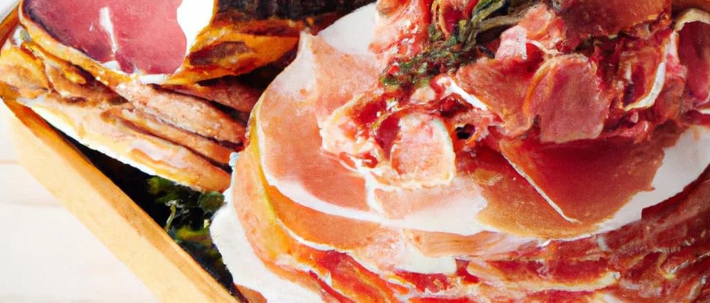 Variety of white smoked hams with different packaging