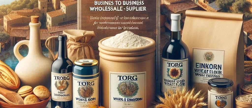 Whole Einkorn Wheat Flour varieties on rustic wooden background