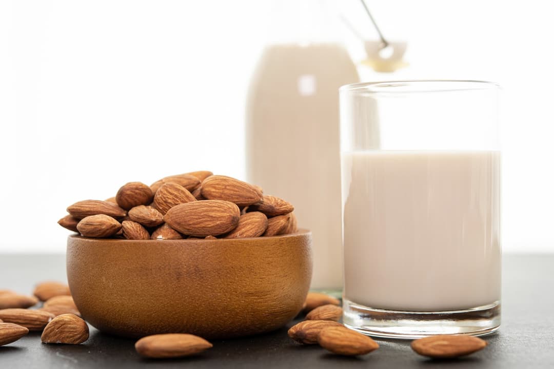 almond milk with almonds