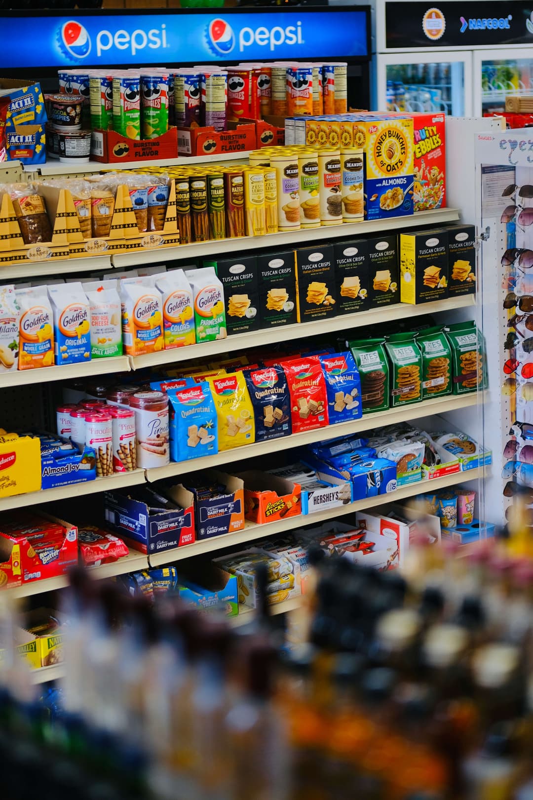 shelves of consumer packaged goods